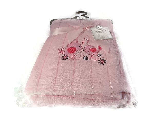 Baby Wrap/Blanket - Two Little Birds Color Pink 899 - hanrattycraftsgifts.co.uk