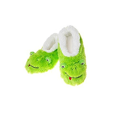 New Style Ladies Animal Snoozies Super Soft Slippers (UK MEDIUM 5-6, LIME GREEN FROG) - hanrattycraftsgifts.co.uk