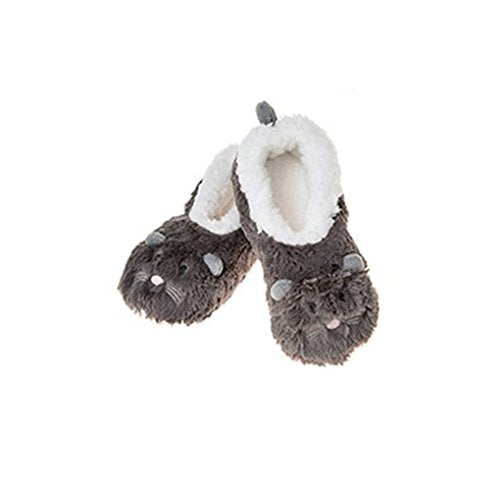 New Style Ladies Animal Snoozies Super Soft Slippers (UK MEDIUM 5-6, DK GREY MOUSE) - hanrattycraftsgifts.co.uk