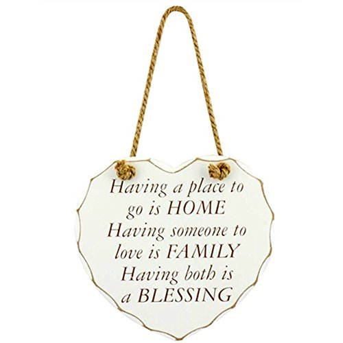 Shabby Chic Wooden Heart Sign Gift Plaque - Having a Place To Go Is Home, Having Someone To Love is Family, Having Both Is a Blessing. - hanrattycraftsgifts.co.uk