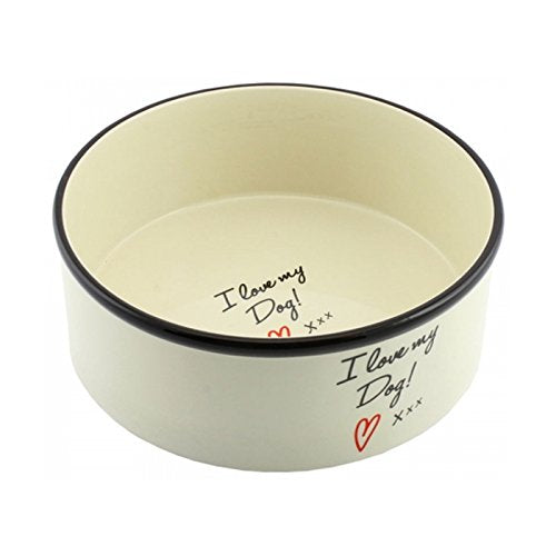 I Love My Dog - Dog Food Ceramic Dog Bowl - hanrattycraftsgifts.co.uk