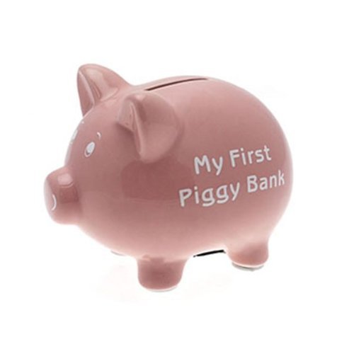 My First Piggy Bank 15cm - Pink - hanrattycraftsgifts.co.uk