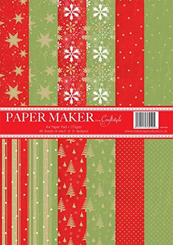Craftstyle Paper Maker A4 Paper Pad - Xmas Red / Green - hanrattycraftsgifts.co.uk