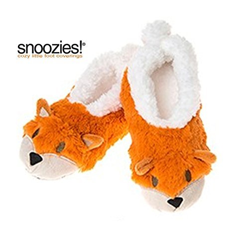 Childrens Animal Snoozies Soft Sherpa Fleece Fluffy Slippers (1-2 UK MEDIUM, ORANGE FOX) - hanrattycraftsgifts.co.uk