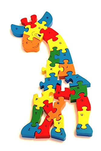 Colourful Chunky Wooden Alphabet Jigsaw Puzzle - Giraffe - hanrattycraftsgifts.co.uk