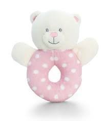 Baby Bear Ring Rattle - 12cm (Pink) - hanrattycraftsgifts.co.uk