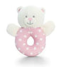 Baby Bear Ring Rattle - 12cm (Pink) - hanrattycraftsgifts.co.uk