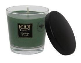 Root Candles Small Veriglass Holiday Christmas Wreath Candle, Wax, Dark Olive - hanrattycraftsgifts.co.uk