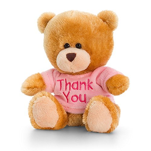 Keel Toys Pipp Plush Bear in Thank You T-Shirt (One Size) (Pink) - hanrattycraftsgifts.co.uk