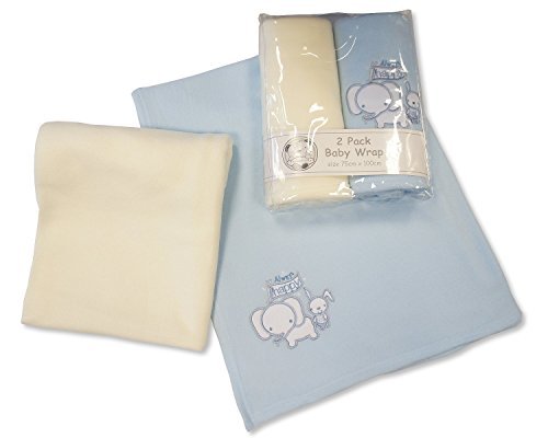 Pack of 2 Baby Pram Blankets 75 cm x 100 cm (Blue) - hanrattycraftsgifts.co.uk