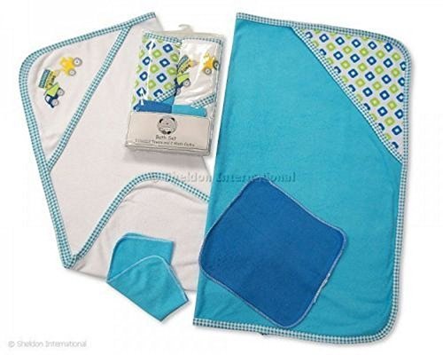 Set of 2 Cape Bath and 2 Washcloth for Boys/Girl BLUE - - hanrattycraftsgifts.co.uk