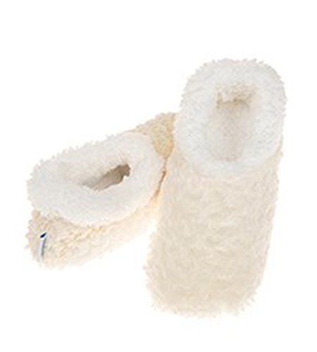 Ladies Super Soft Rose Textured Fur-Like Fabric Snoozies Slippers (Medium 5-6, Cream) - hanrattycraftsgifts.co.uk