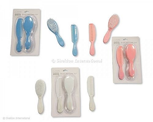 Set Brush Sweet and Comb for Baby newborn in WHITE - BW-0503-0600 w/s/p - hanrattycraftsgifts.co.uk