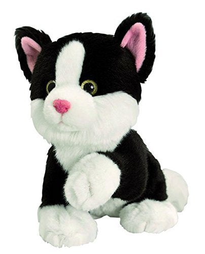 Keel Toys 25cm Posing Sparkle Eye Cat Kitten (Black/White (Sitting with Paw)) - hanrattycraftsgifts.co.uk