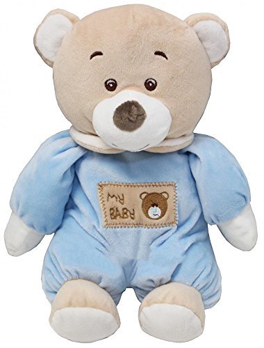 9" Soft Teddy Bear With Ring Bell Baby Ring Rattle Plush Toy Infant Child Gift(Blue) - hanrattycraftsgifts.co.uk