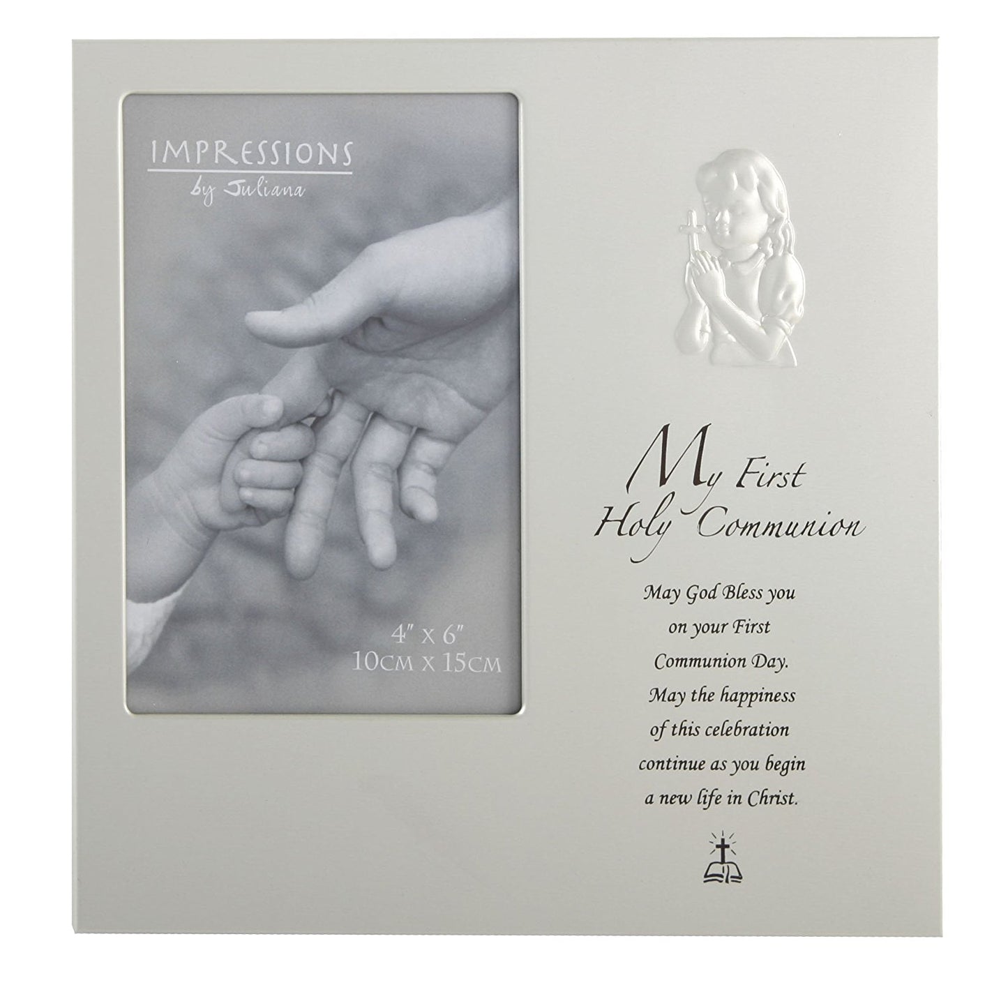 Impressions "My First Holy Communion" Silver Photo Frame with Verse GIRL - hanrattycraftsgifts.co.uk