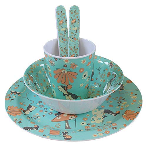 Powell Craft Toddlers Mouse Print Melamine Set - hanrattycraftsgifts.co.uk