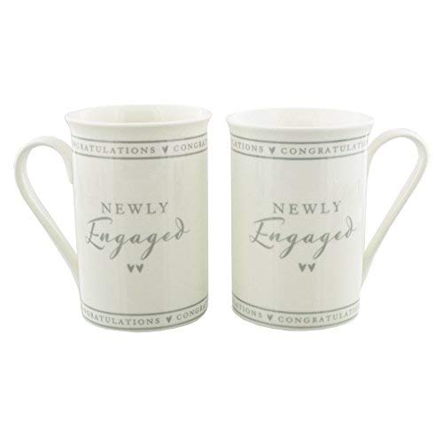 Set of 2 Newly Engaged Fine China Mugs in Gift Box Wedding Engagement - hanrattycraftsgifts.co.uk