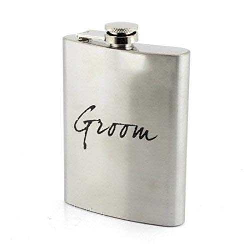 Stainless Steel Hip Flask - Groom - hanrattycraftsgifts.co.uk