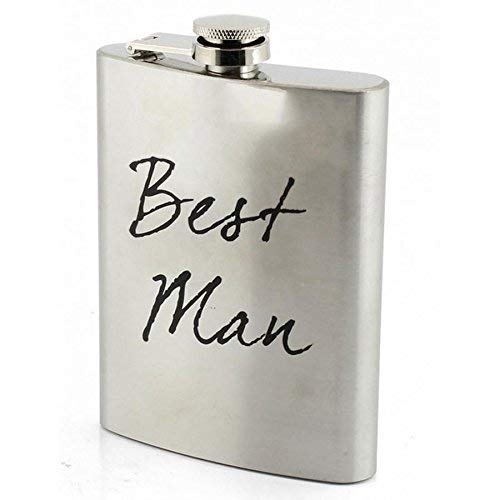 Silver Aluminium "Best Man" Keepsake Hip Flask Wedding Present 9x2x13cm - hanrattycraftsgifts.co.uk
