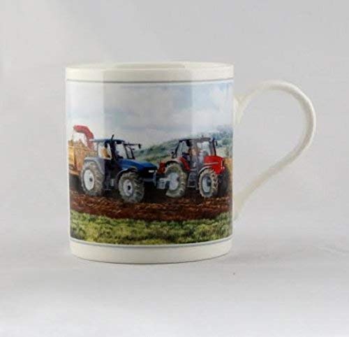 Cachet Traktor Wandschild "Ploughing Fine Art Aquarell China Geschenk Tasse - hanrattycraftsgifts.co.uk