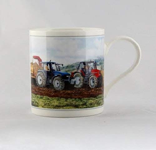 Cachet Tractor Ploughing Fine Art Watercolour China Gift Mug - hanrattycraftsgifts.co.uk