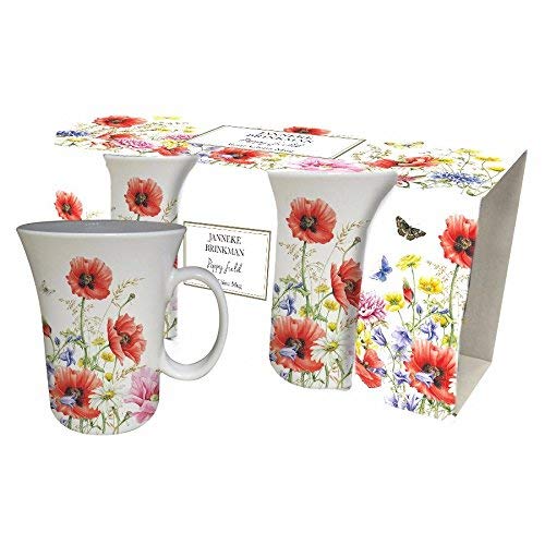 Twin Pack Of Bone China Poppy Mugs - hanrattycraftsgifts.co.uk