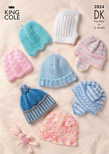 King Cole 2824 Knitting Pattern Baby Hats in King Cole DK by King Cole - hanrattycraftsgifts.co.uk
