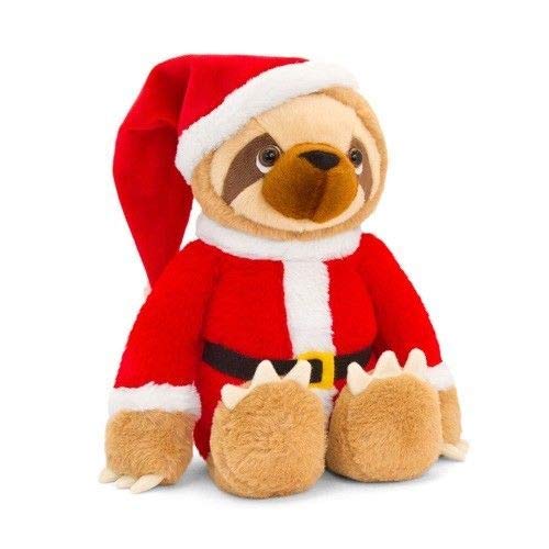 Keel Toys Sloth With Santa outfit 18cm soft toy cecil - hanrattycraftsgifts.co.uk