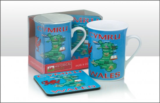 historical wales mug coaster cymru - hanrattycraftsgifts.co.uk