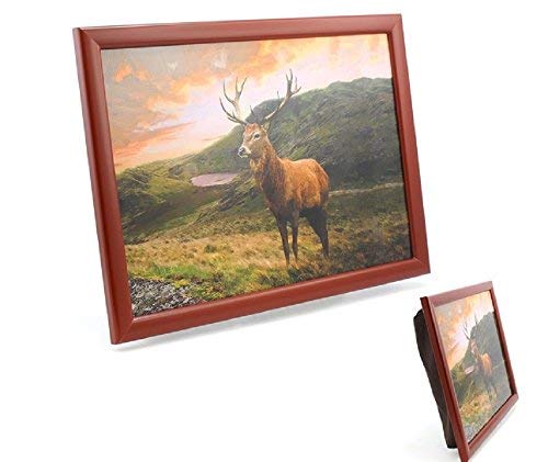 Highland Stag Lap Tray with Lake in the Background - hanrattycraftsgifts.co.uk