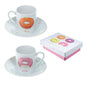 Set of 2 Espresso Cup and Saucer - Donut Design - hanrattycraftsgifts.co.uk