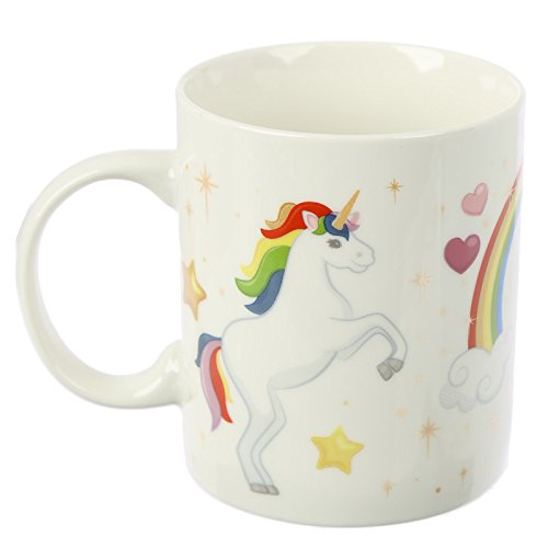 Puckator Mug Unicorn Rainbow Design Porcelain White Red Green Yellow 12 x 8.5 x 9.5 cm - hanrattycraftsgifts.co.uk