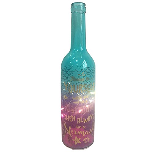 Two Tone LED Light Bottle - Enchanted Seas Mermaid Slogan - hanrattycraftsgifts.co.uk