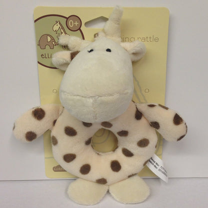 Elli & Raff Plush Ring Rattle (Pair) Elephant & Giraffe - hanrattycraftsgifts.co.uk