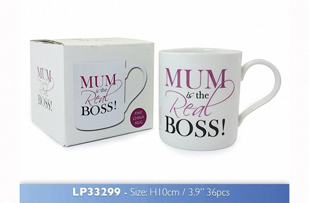 Mum is the Real Boss! Mug with Gift Box - hanrattycraftsgifts.co.uk