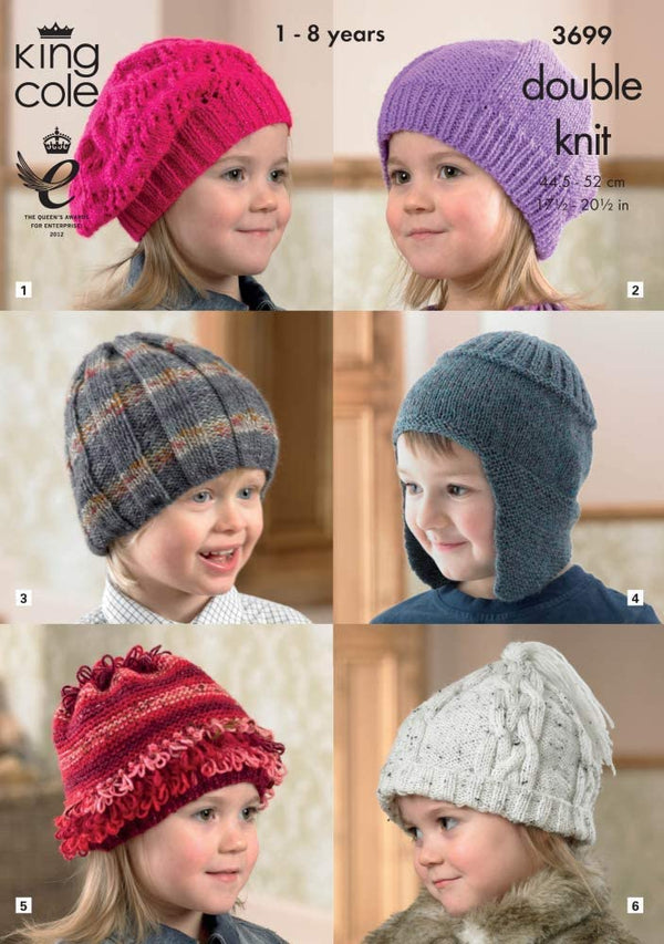 King Cole 3699 - Pattern for Hats (1-8 years)