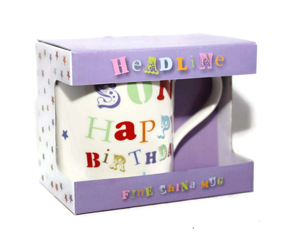 Son Happy Birthday China Gift Mug - hanrattycraftsgifts.co.uk