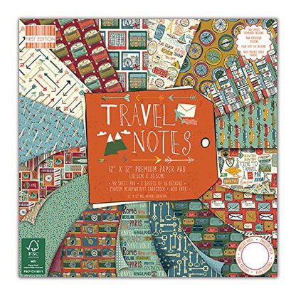 First Edition 12 x 12-Inch FSC "Travel Notes" Paper Pad - hanrattycraftsgifts.co.uk