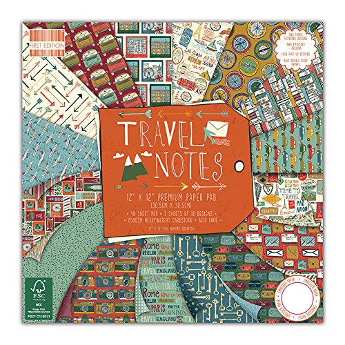 First Edition 12 x 12-Inch FSC "Travel Notes" Paper Pad - hanrattycraftsgifts.co.uk