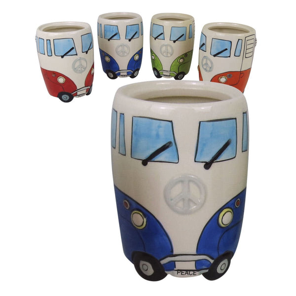 VW Camper Van Ceramic Utensils Jar (Blue) - hanrattycraftsgifts.co.uk
