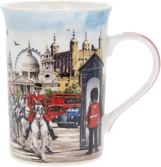 London Mug  Fine China Boxed Iconic Scenes of London Including Horse Guard, Beef Eater, Guardsman