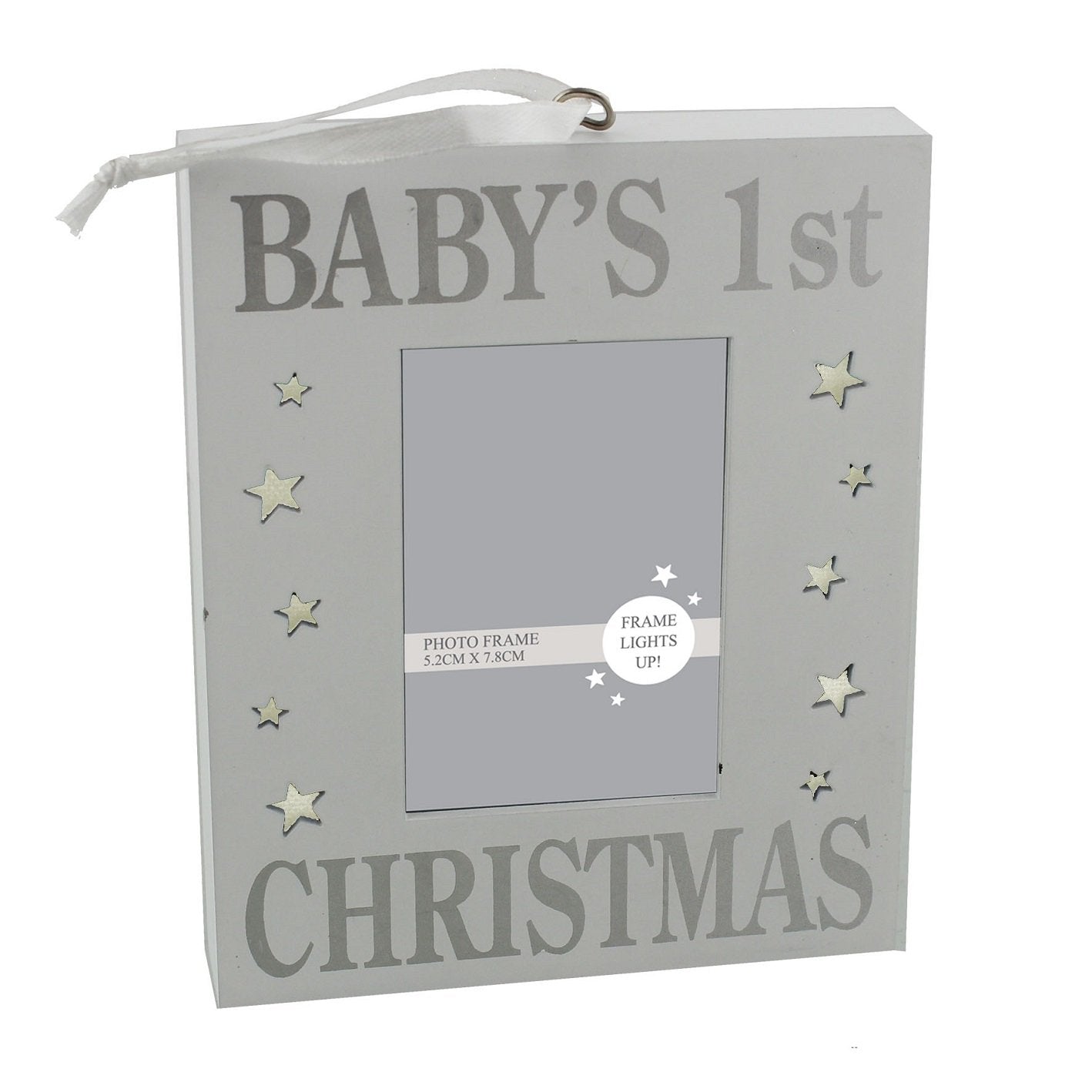 Silver Sparkle Light Up Baby's 1st Christmas Photo Frame - hanrattycraftsgifts.co.uk