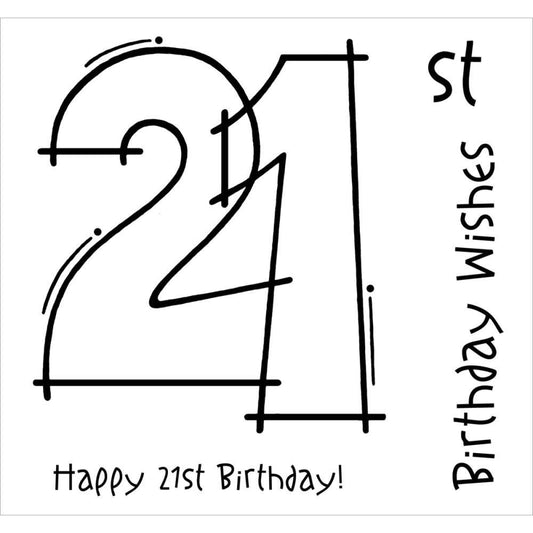 Woodware Clear Stamps 3.5"x3.5"-21st Birthday - hanrattycraftsgifts.co.uk
