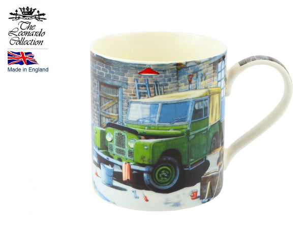 Classic Green Land Rover Fine Art Watercolour Fine China Mug - hanrattycraftsgifts.co.uk