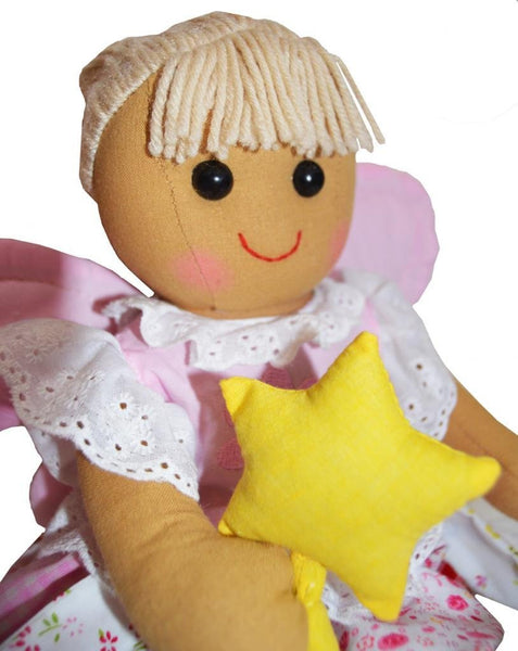 DF Soft Toys, A Beautiful Rag Doll in a cute Petal Dress with floral patterns, 40 cm high - hanrattycraftsgifts.co.uk