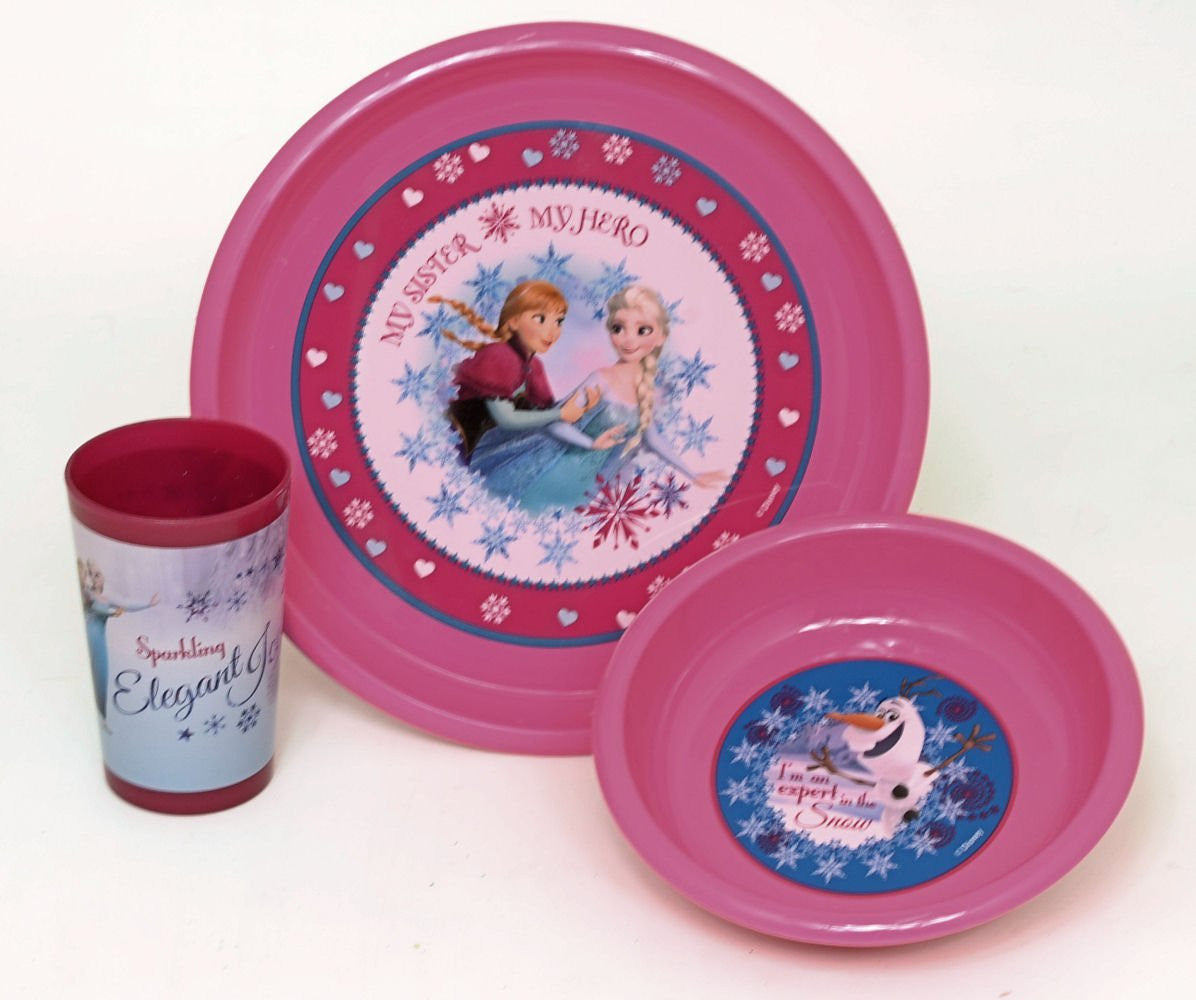 Disney Frozen Meal Time Set ; Plate, Bowl and Beaker - Elsa, Anna & Olaf - hanrattycraftsgifts.co.uk