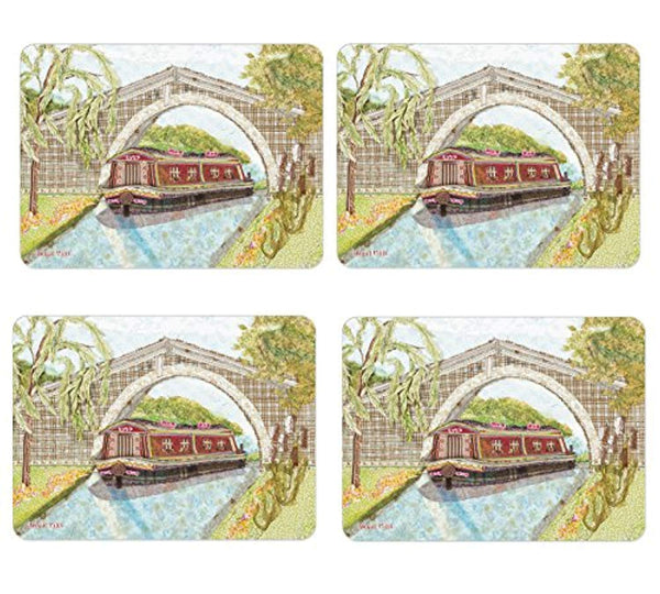 Abigail Mill Pack of 4 Canal Barge Placemats Set of Four Tablemats - hanrattycraftsgifts.co.uk