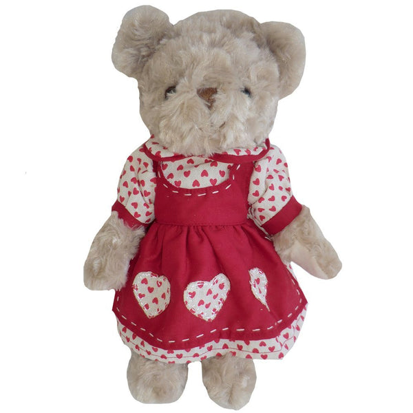 teddy bear love heart dress 30cm - hanrattycraftsgifts.co.uk
