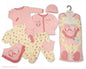 Nursery Time NT0692 Owl design 7 piece Pink/Cream gift set. Available for Newborn to 6 months in 3 sizes. (3-6 months Pink) - hanrattycraftsgifts.co.uk